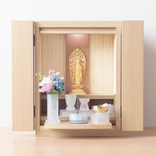 [Te To Te Hand Buddhist Altar] [Made of Premium Oak] Hirari No. 15 Natural Color [47.5cm H X 35.4cm W X 27.0cm D] [5-Year Warranty & Instructions Incl
