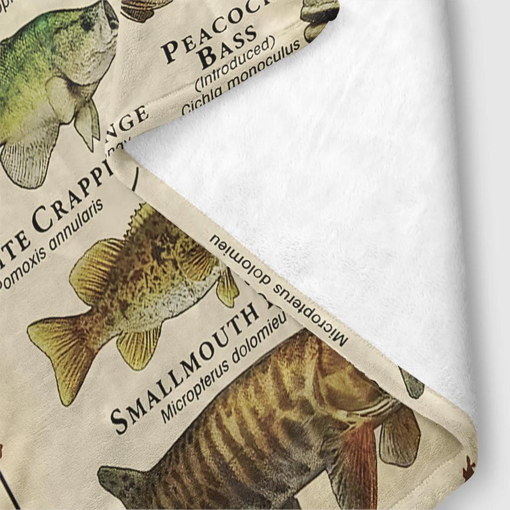 1 Stück Nordamerikanischer Fischdruck verdickte Flanelldecke warm hautfreundlich weich Sofa Bett Decke maschinenwaschbar vier Jahreszeiten