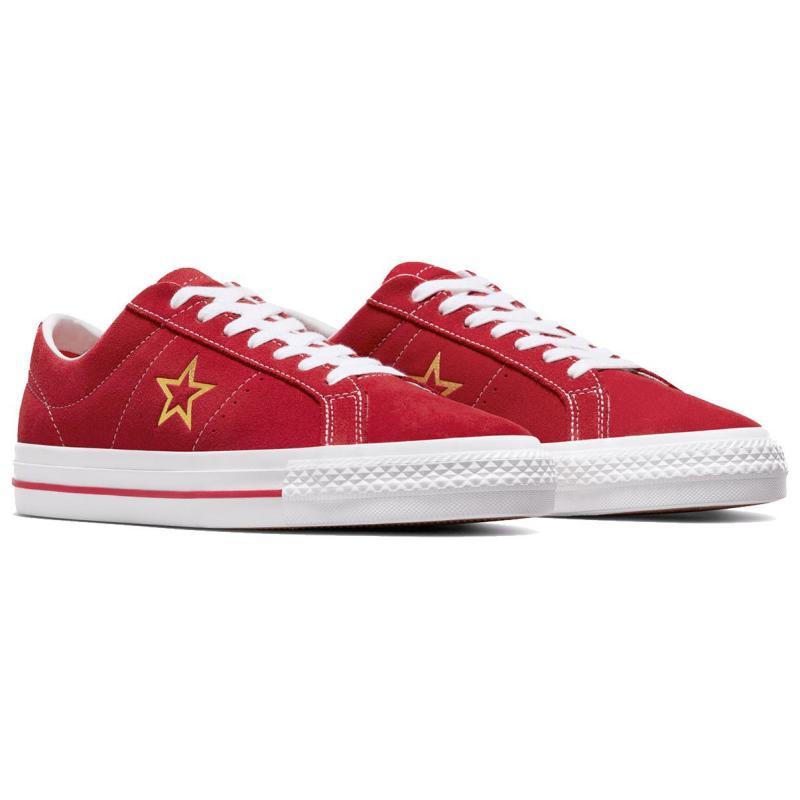 Converse One Star Fashion and Versatile Wear-resistant and Lightweight Low-Top Board Shoes Unisex Same Red