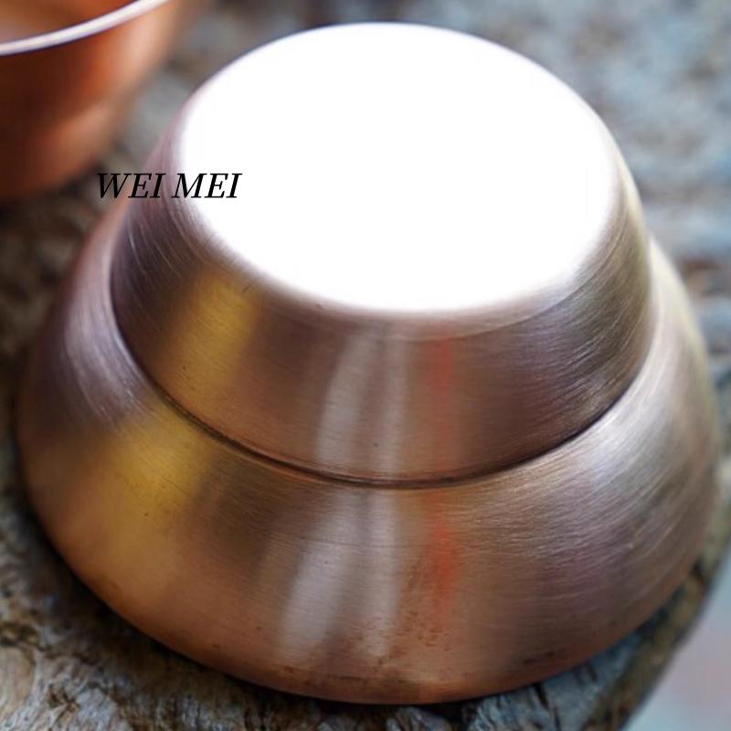 Vintage Pure Copper Bowl,Handcrafted Brushed Finish Luster Texture Picnic Soup 12 cm Bowl,Portable Thickened Copper Tableware
