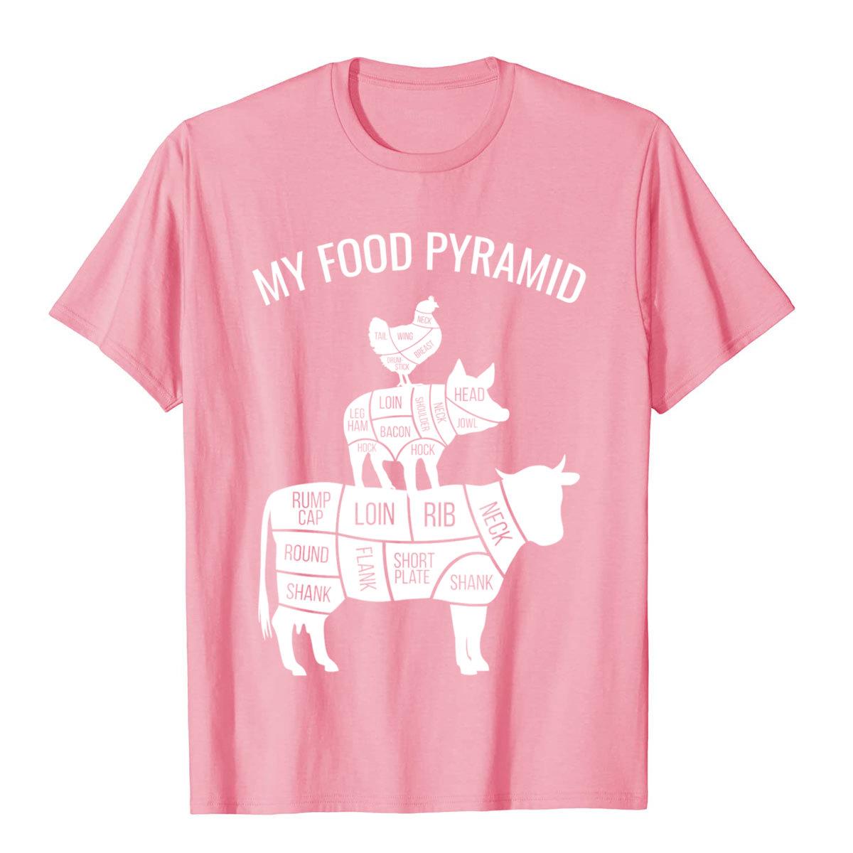 

Моя Пирамида Пищевая Забавная Футболка с Рисунком Хищника Коровы Свиньи Курицы Классическая Летняя Хлопковая Мужская Футболка S чёрный