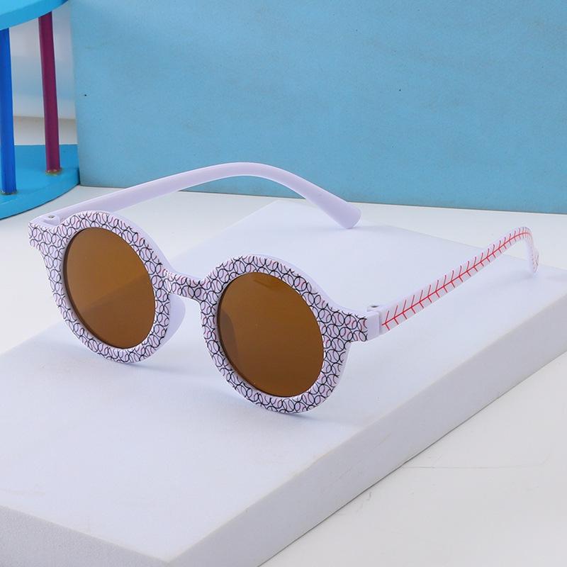 INS Style Kids' Round Frame Plaid Sunglasses with UV Protection