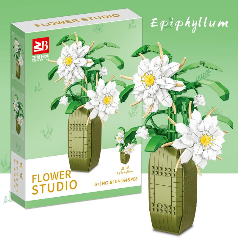 

Lele Creative, высококачественные строительные блоки Epiphyllum с подставкой для вазы, украшение для балкона, игрушки для девочек Epiphyllum-548Pcs