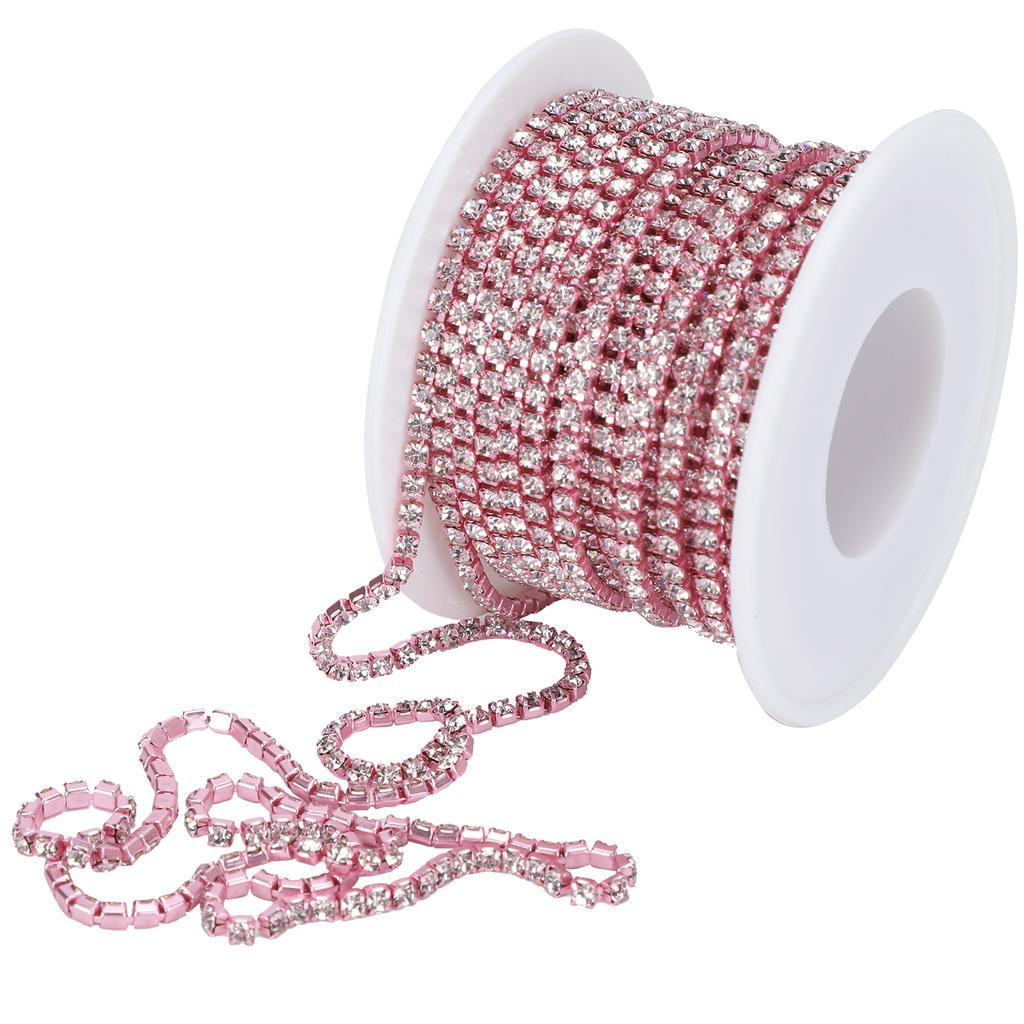 SS8‑2.5mm 10 Yard Artificial Diamond Chain DIY Home Craft Wedding Decoration ChainPink
