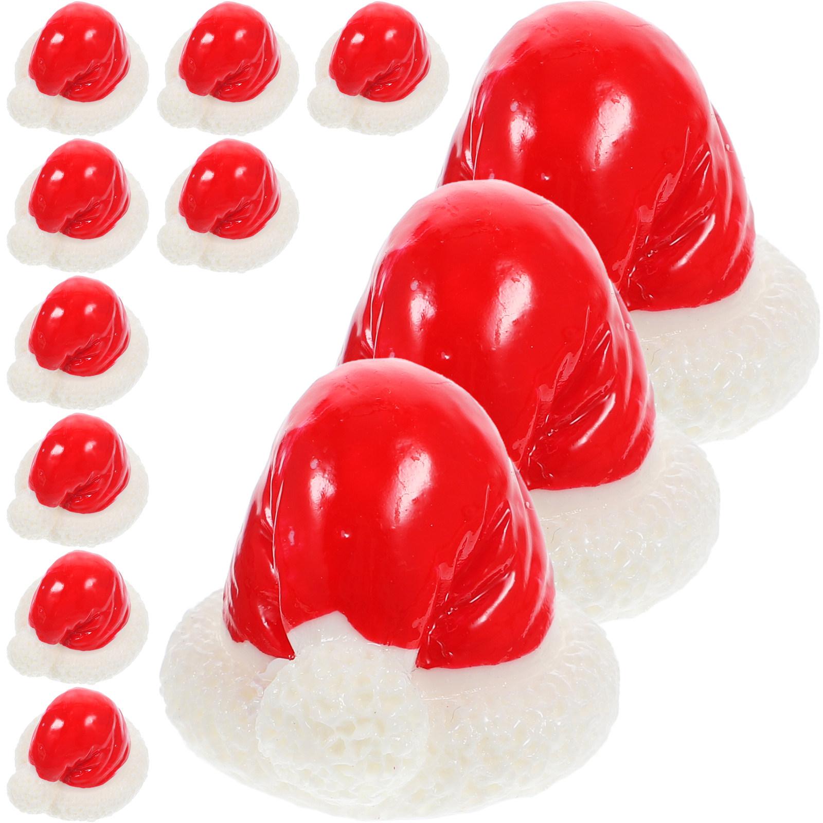 

24Pcs Christmas Hat Decorations Resin Mini Christmas Ornaments Table Desktop Party Bag Fillers Dollhouse Miniatures Xmas Hat 2.2X2.2X1.6CM