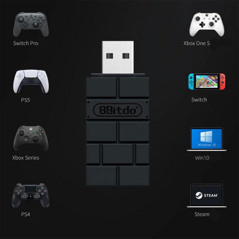 8bitdo USB Drahtloser Empfänger Zweite Generation Empfänger Kompatibel für PS5 PS4 Bluetooth-kompatibel