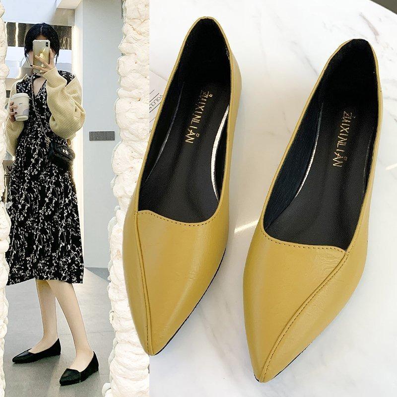 Spring new pointed toe foot cover casual commuting soft leather fashion single shoes women's tide