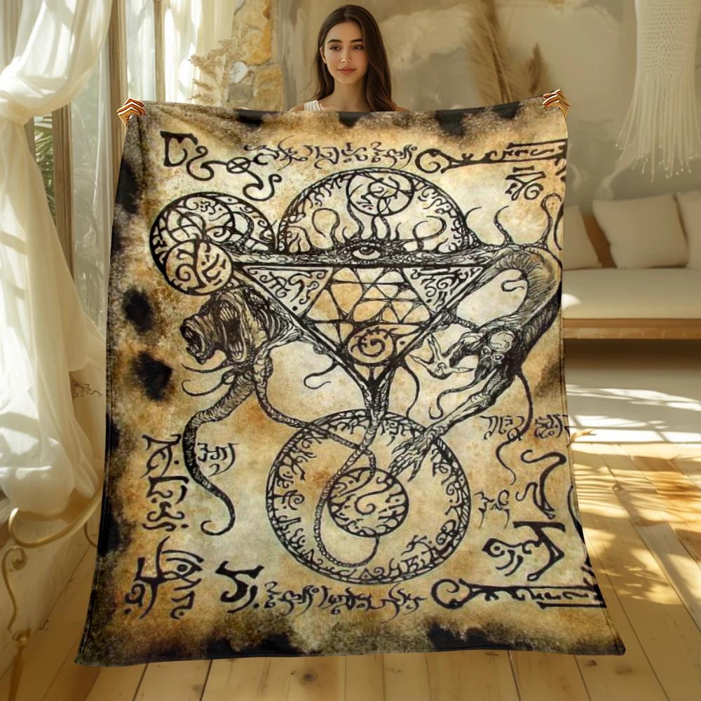Book of Cthulhu Print Four Seasons Blanket Sofa Bed Cover Soft and Fluffy Blanket Soft Warm Flannel Throw Blanket Gift Art