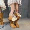 [Fanfna] Retro long snow boots women's 2025 autumn new velvet thickened warm fashionable versatile boots