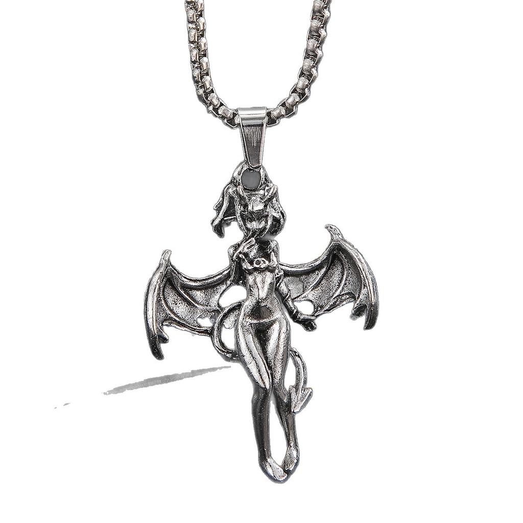 New Fashion Trend Creative Retro Succubus Lum Angel Demon Wings Necklace