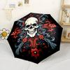 Glowing Skulls And Hearts On Mint Background Outdoor Automatic Umbrella Folding Umbrella With 8 Ribs Foldable Design For Women Men Stylish Accessory