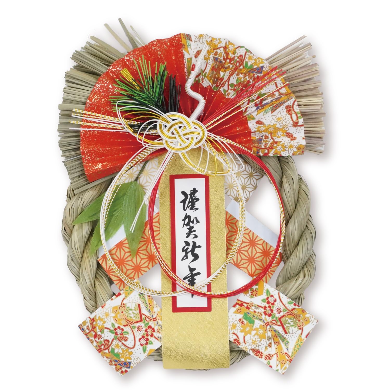 Мак Нагоя Новый Симэнава Входная дверь Сосна Японский Приветствуйте Новый Новый 22 x 27 Ярко-оранжевый Новогоднее украшение, Венок, Украшение, Веер, Иглы,