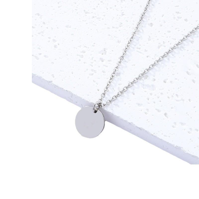 Stainless Steel Round Pendant Necklace - Blank, Engraveable, Ideal for Gifts