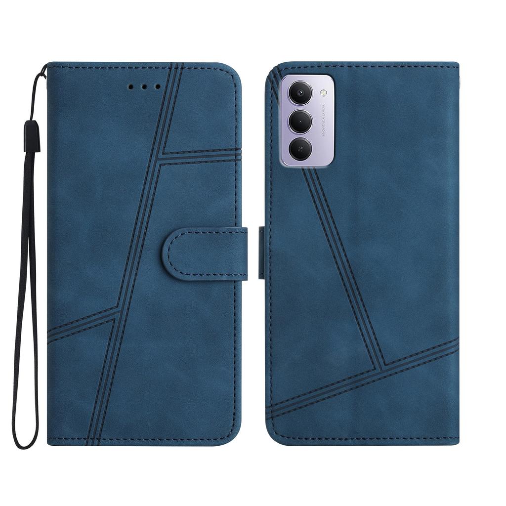 For Xiaomi Redmi 15 5G (Global) (169mm) Case Lines Imprinted Flip Leather Retro Phone Cover with Wrist Strap