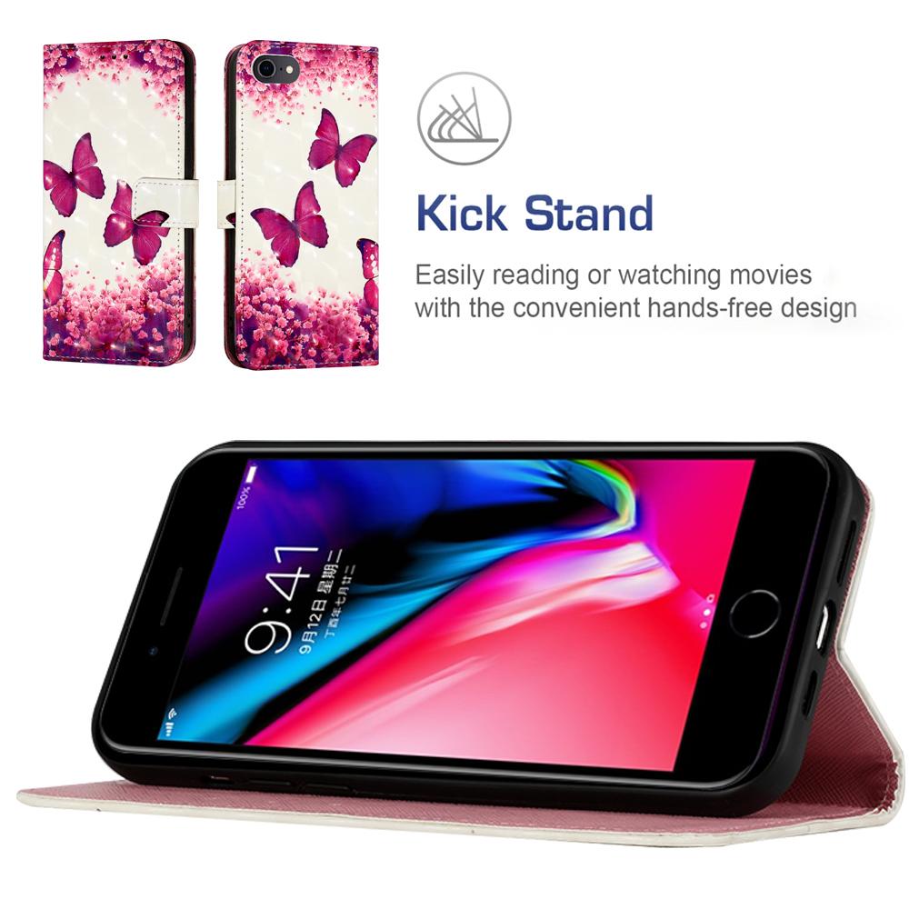 Cute Painted Leather Flip Phone Case on For iPhone 16E 16 Pro Max Plus SE4 SE3 SE Wallet Stand Book Cover With Card Holder Strap
