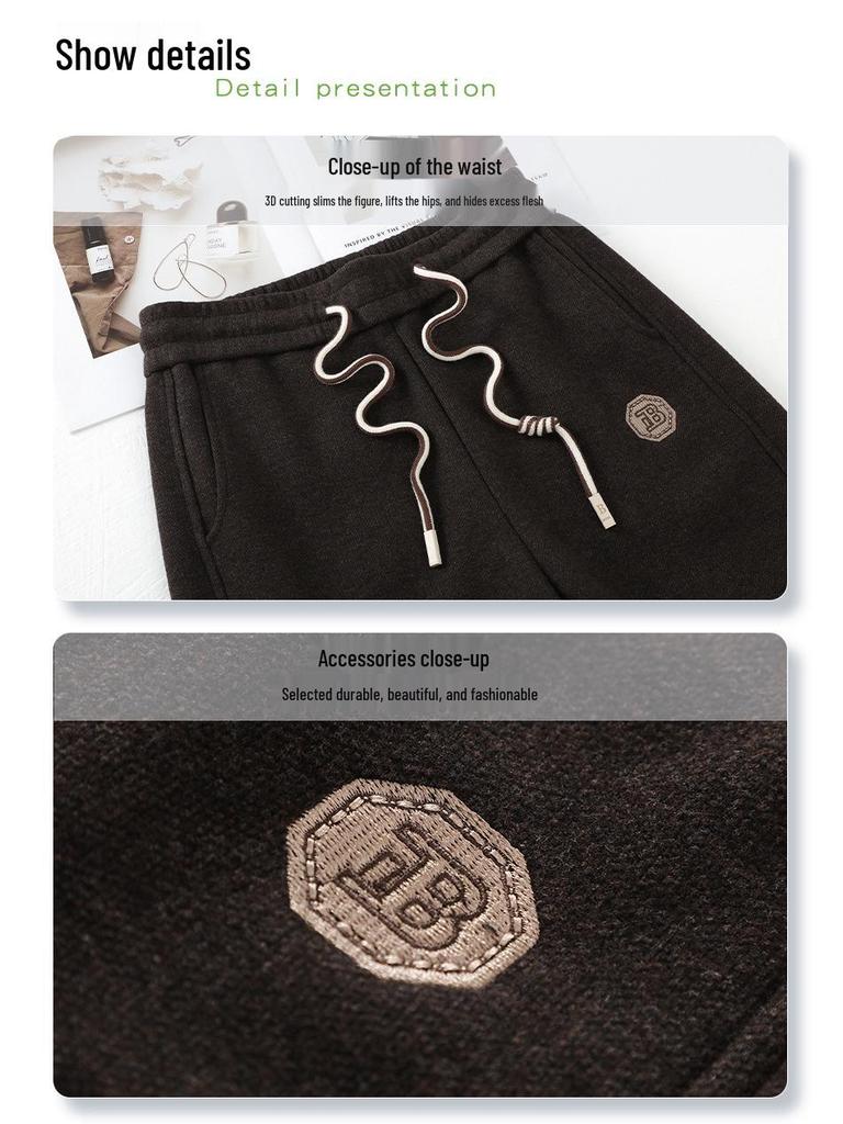 2024 Women's Khaki Wool Acetate Harem Pants - Petite Nine-Point Carrot Style for Autumn/Winter