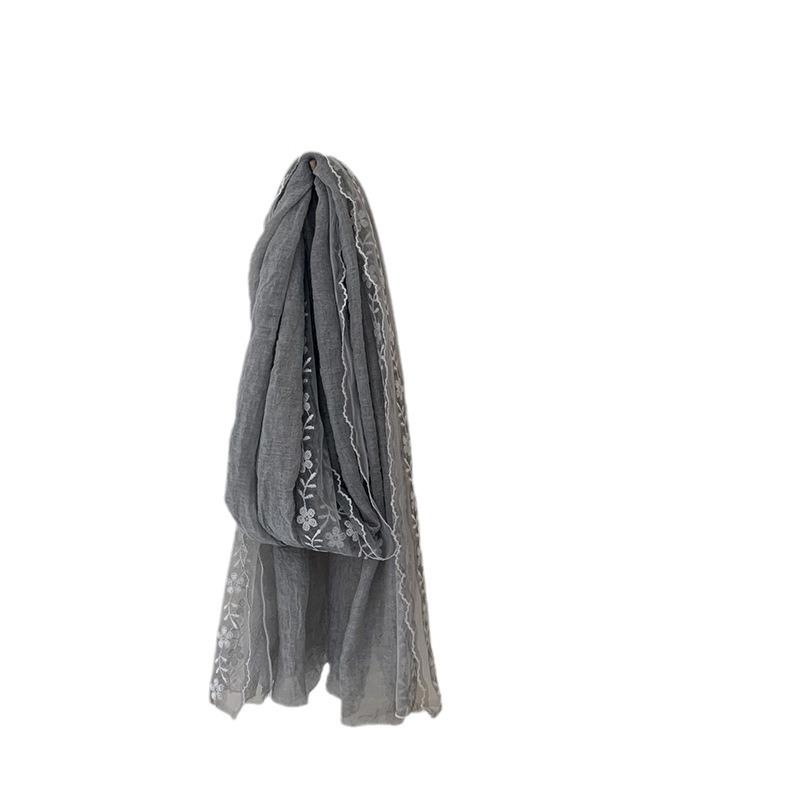 Lace Scarf Thin Linen Color Solid Color Fashionable Travel Shawl Autumn and Winter Scarf
