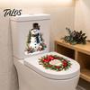 Seasonal Toilet Sticker Christmas Snowman Wreath Sticker, Peel And Stick Bathroom Decor Easy Apply Decal Decal, Removable Waterproof Lid Wall