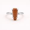 Brown Goldstone Coffin Ring In Sterling Silver, Cabochon Gemstone Prong Set Ring, Celestial Sparkle Statement Jewelry