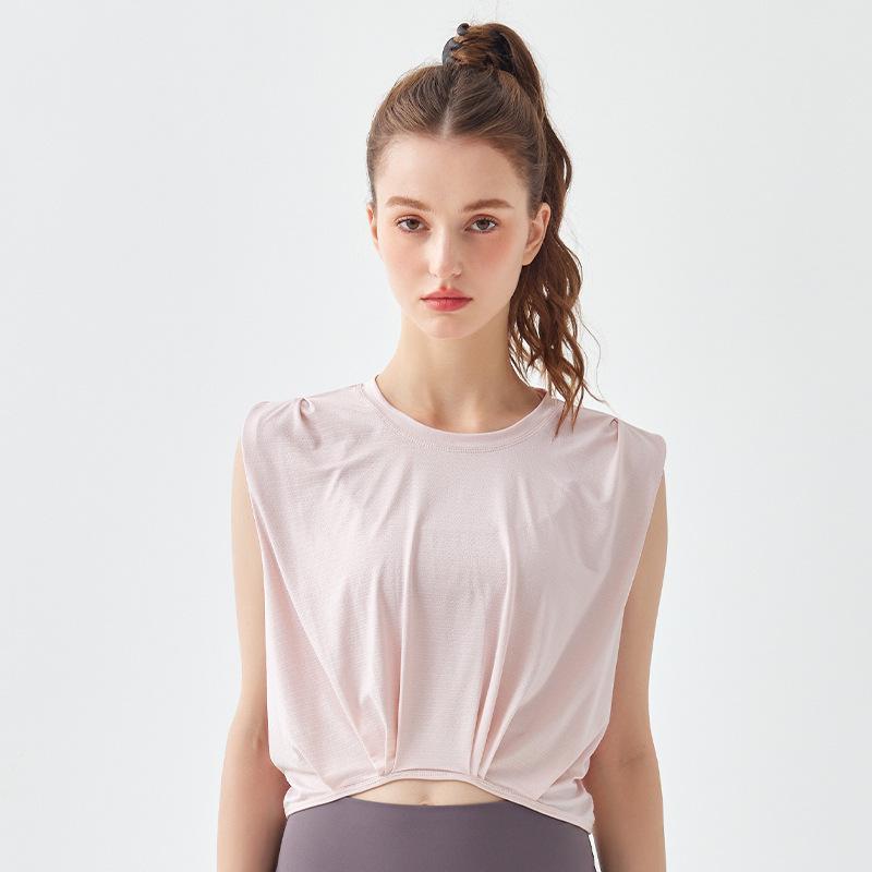

Women s Summer Quick-Dry Yoga Top: High-End Running Vest & High-Waisted Fitness Shorts, Round Neck Design XL
