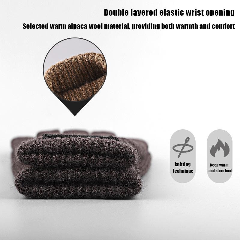 Men'S And Women'S Knitted Touch Screen Gloves Winter Outdoor Cold Protection Warm Plush Jacquard Gloves