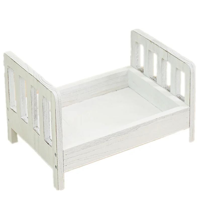 Newborn Infant Photography Props Retro Wood Bed Baby Poses Growth Memorial Detachable Background Sofa For Boys Shooting Props