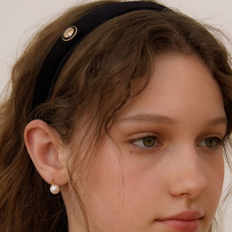 OVLA black button velvet hair band HB008