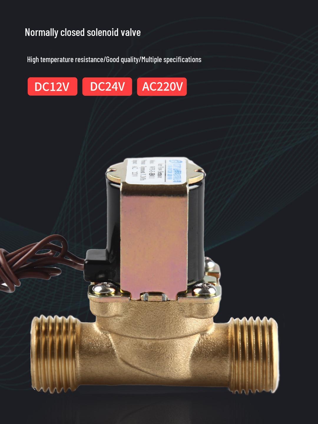 High Temp Resistant Copper Stainless Steel Solenoid Valve 12V/24V/220V for Water Inlet and Outlet