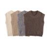 Kaslead New Arrival Women's Clothing Fashion Style Fashion Round Neck Vertical Stripes Pullover Knitted Sweater Vest