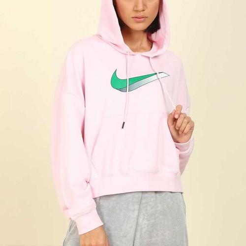 Nike Women's Casual Short Hoodie Sweatshirt in Pink