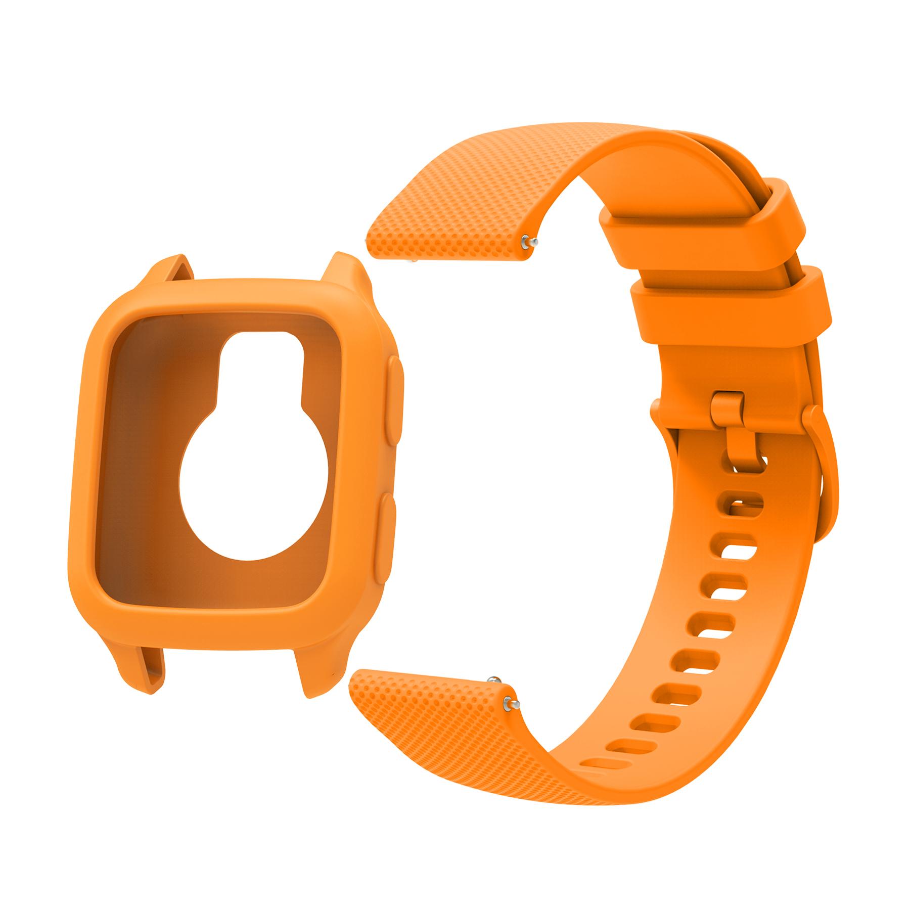 

For Garmin Venu Sq 2 Silicone Replacement Strap Watch Band with Protective Case Orange