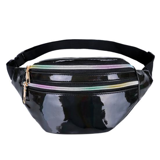 Wonder Pocket Lesklý Laserový Zip Ledvinka Nastavitelný Popruh Dámská Crossbody Taška