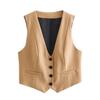 Women Fashion Two Piece Set Pink Tank Tops & Straight Leg Pants Vintage V-Neck Single Breasted Female Chic Pants Suit