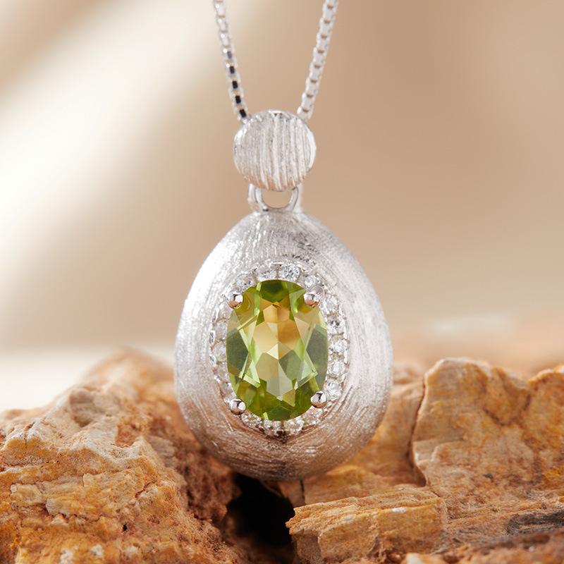 Natural Amethyst Pendant Necklace Women'S S925 Sterling Silver Brushed With Tanzanian Diopside Topa Garnet Colored Treasure