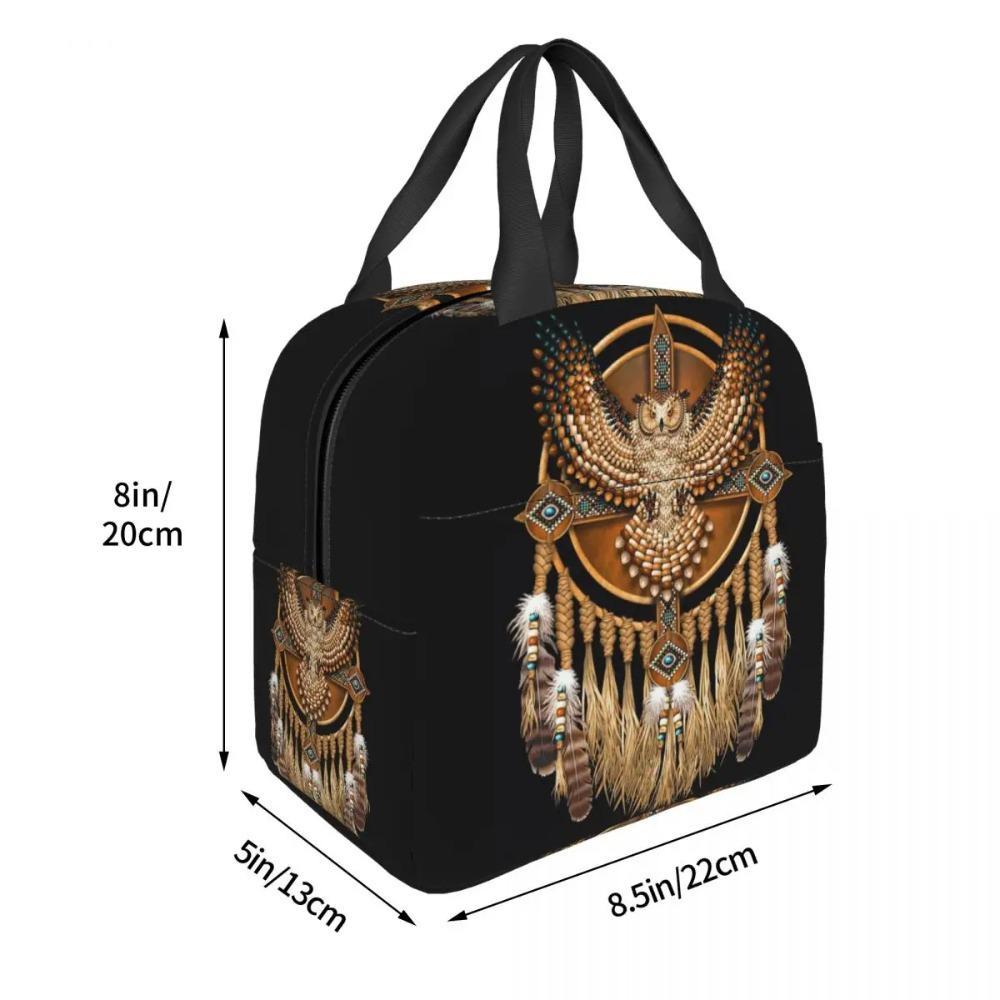 Native Mandala Owl American Insulated Lunch Bag for Women Office Cooler Thermal Food Box Tote Portable Lunch Boxes Container