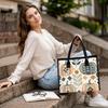 Bohemian Pumpkin Print Tote Bag Casual Canvas Shoulder Bag for Daily Use