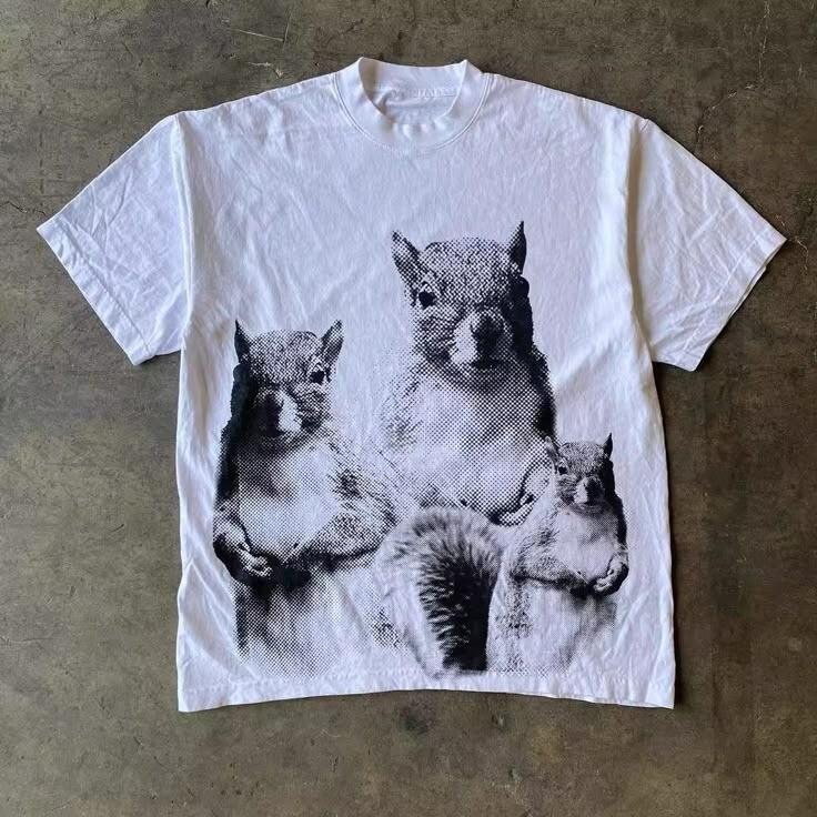 

Squirrel Print Tee Retro Vintage Graphic Unisex Short Sleeve Shirt S5XL Unisex T-Shirt XXL
