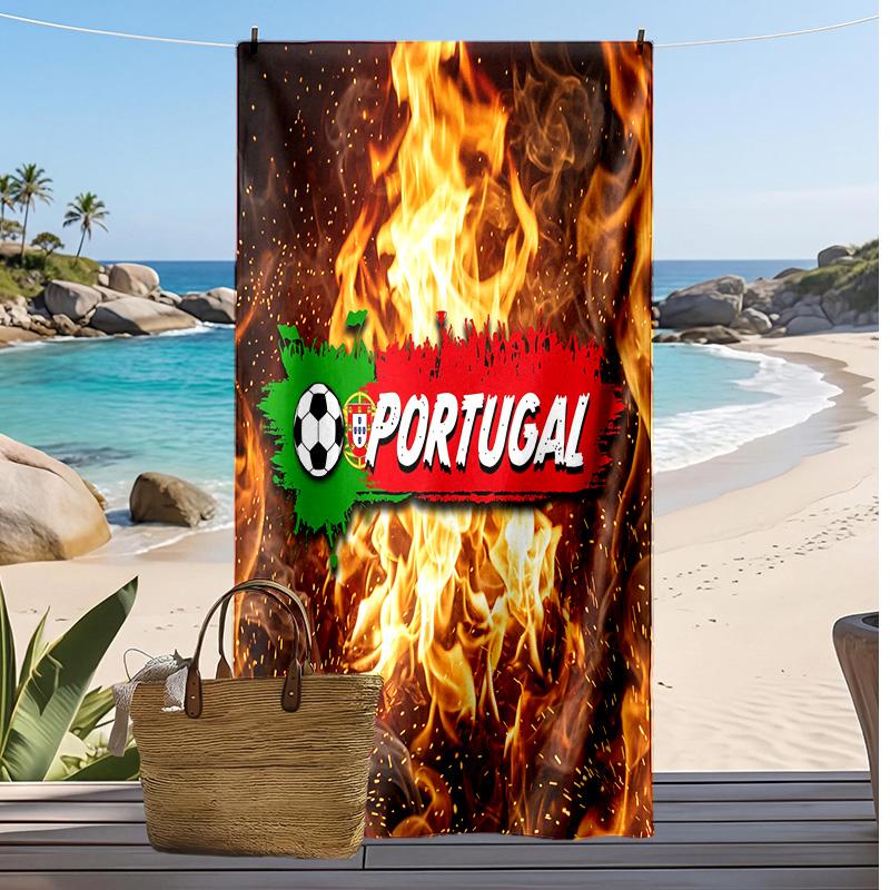 Portugal Fußball Print Strandtuch Schnelltrocknend Super Saugfähig Weiches Badetuch für Schwimmen Strand Reisen Fan Souvenir Geschenk