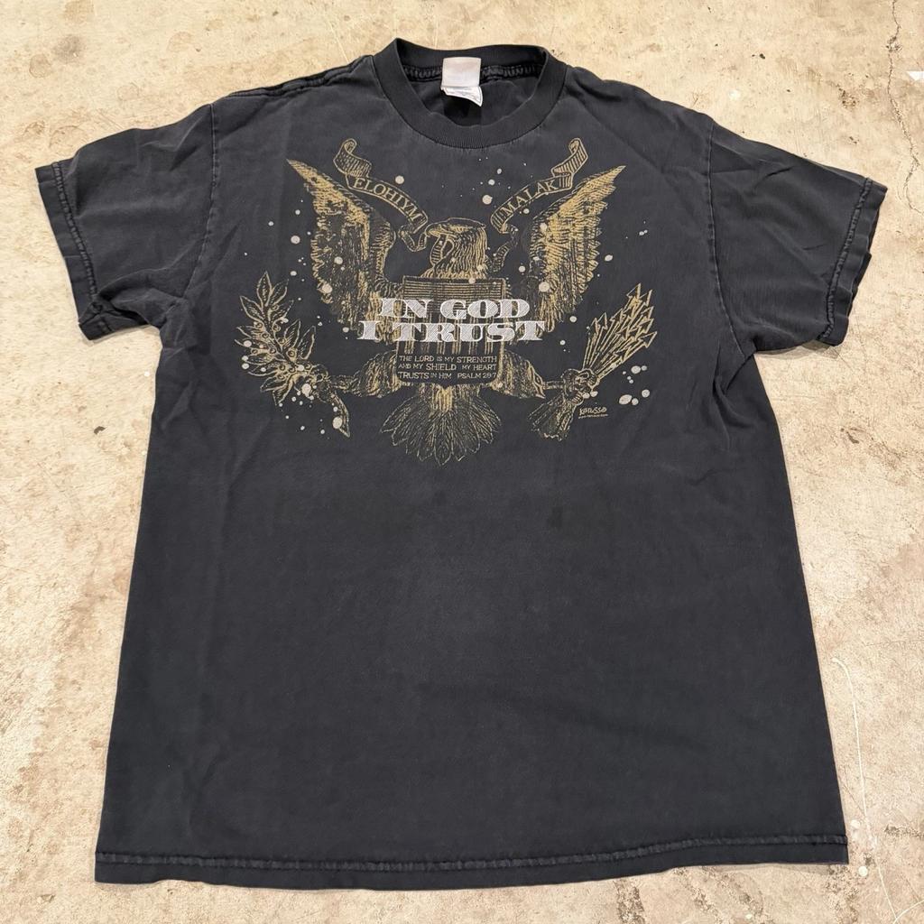 Vintage Y2K Jesus Tee Religious Tee Mens Medium “In God I Trust”