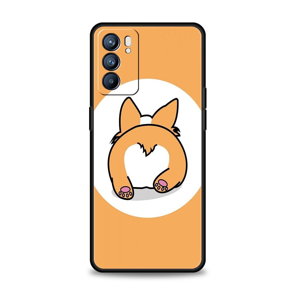 Cute Corgi Dog Phone Case For Oppo A17 A31 A54 A57 A78 A79 A98 Find X5 X6 Reno 6 7 8 10 11 12 13 F Pro 5G Soft TPU Cover Fundas