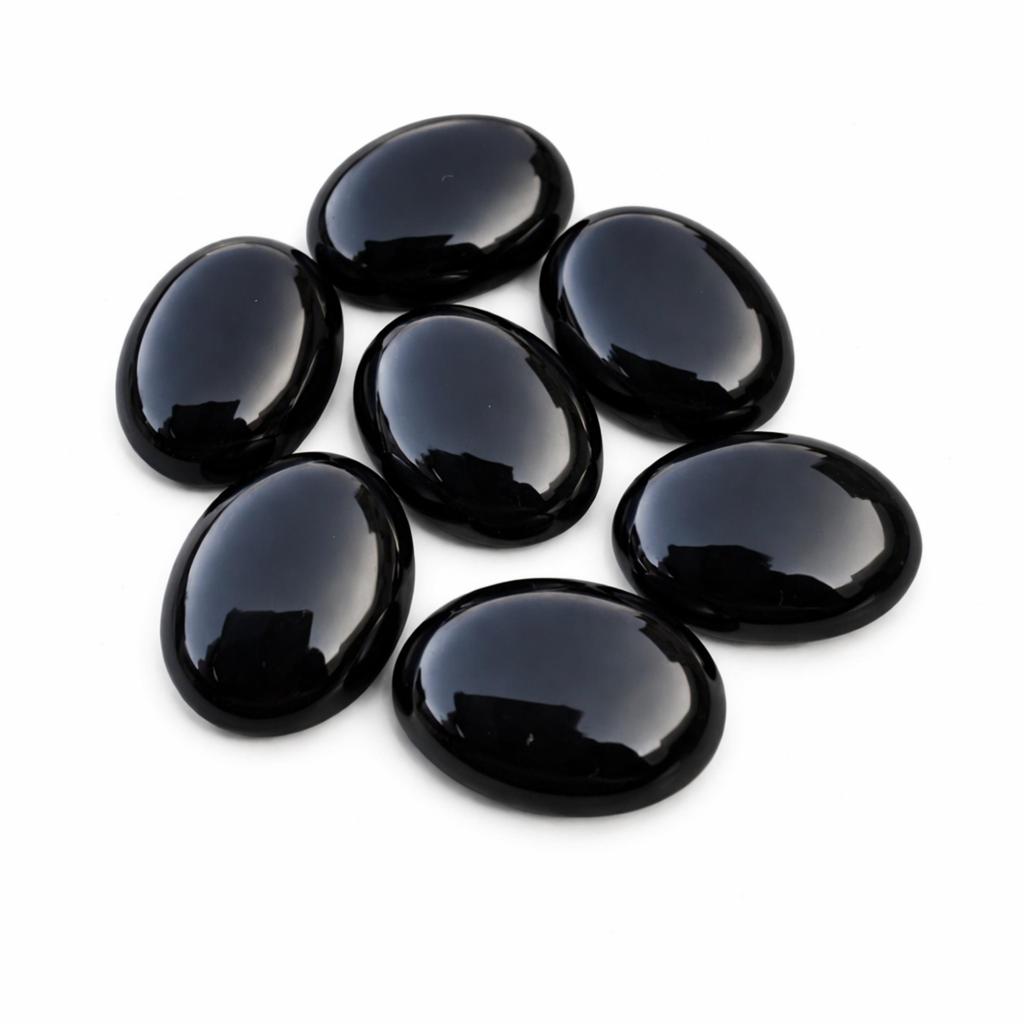AAA+ Natural Black Onyx Oval Cabochon, Flat Back High Quality Gemstone, Classic Onyx Stone for Jewelry Making