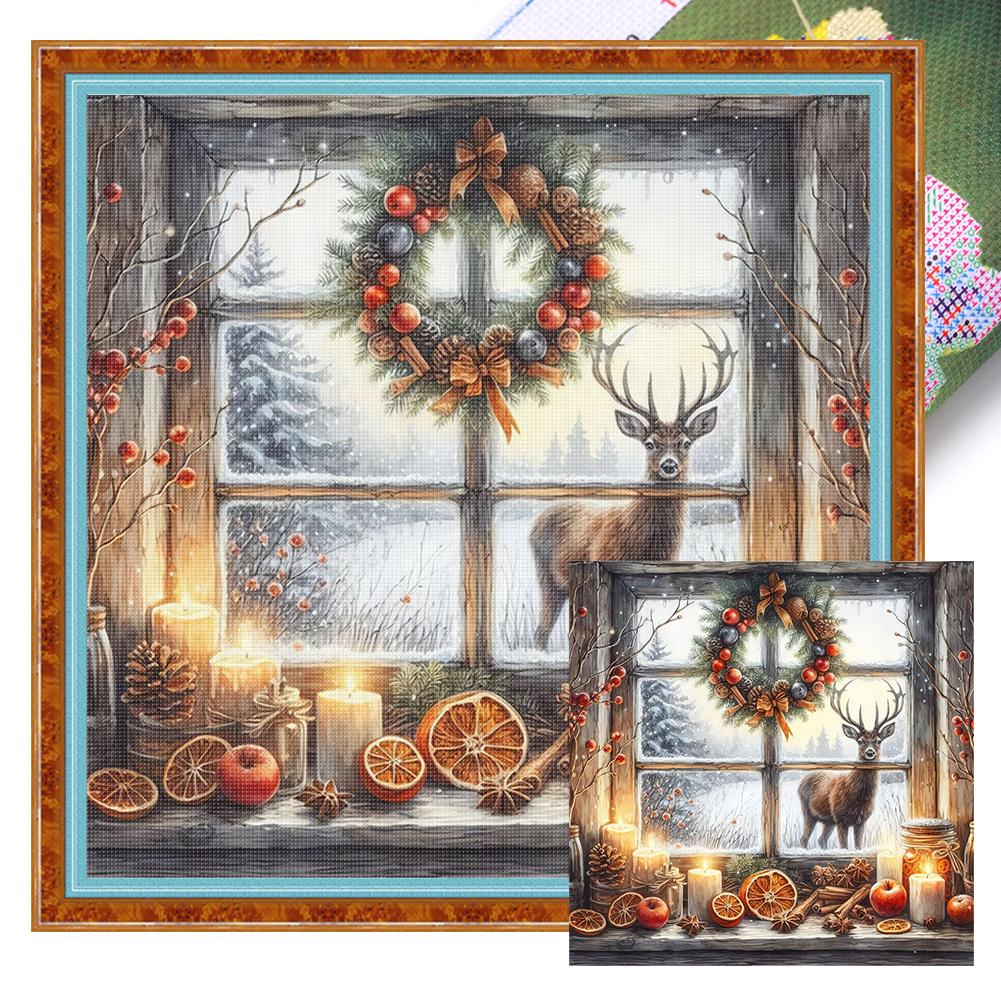 

Зимний Набор для вышивания крестом с принтом Сделай сам 11CT Набор для рукоделия для вышивания Украшение для дома