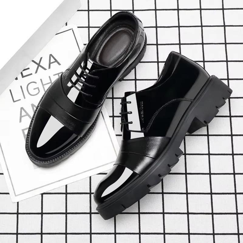 Patent Leather Splicing Men Elevator Shoes 4/7/9 CM Height Increase Lift Men Formal Oxford Shoes for Business Wedding Footewar
