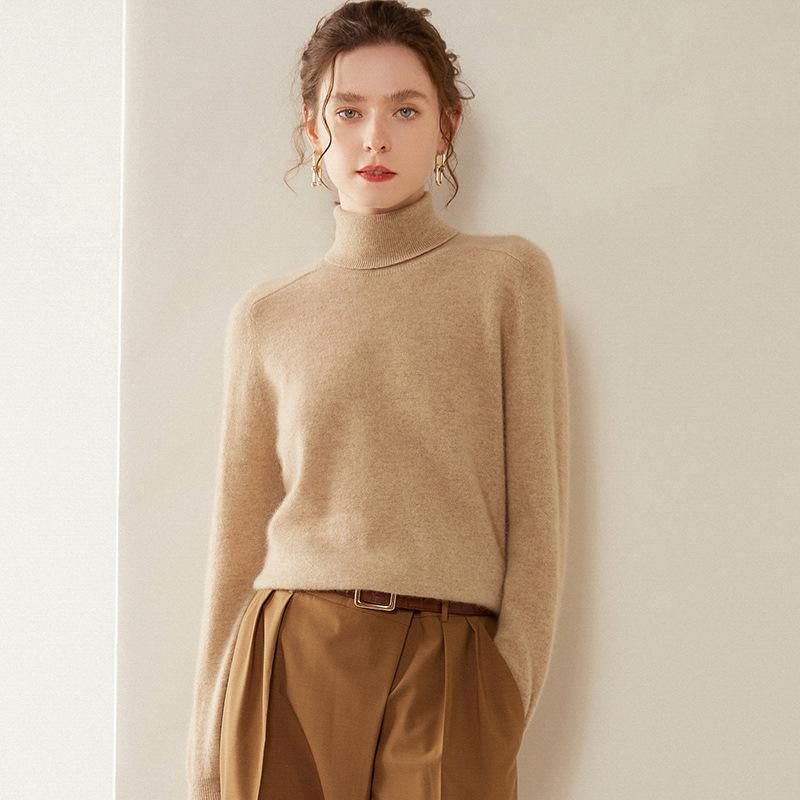 Women's High-Neck Cashmere Sweater - Autumn/Winter Loose Fit Long-Sleeve Pullover