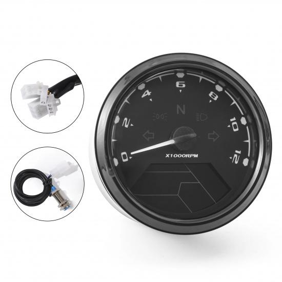 Universal Motorcycle 12000RMP LCD Speedometer Odometer Tachometer W Sensor 1-4 Cylinders Motorbike Gauge Motorcycle Digital Dash чёрный