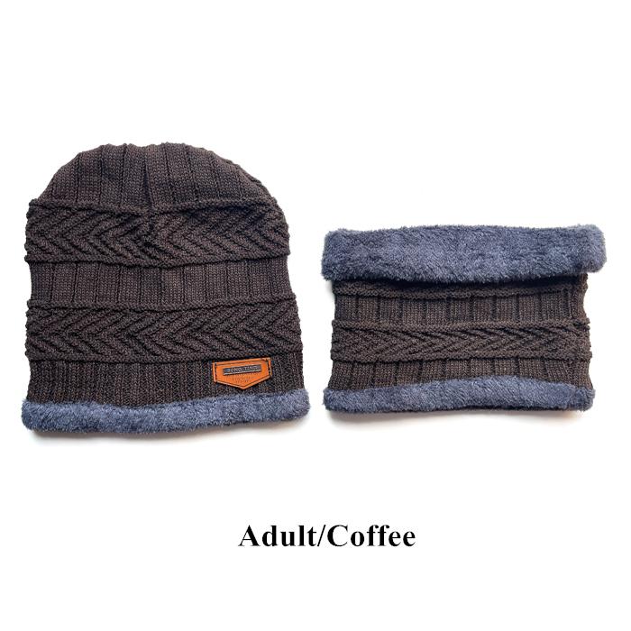 2026 New TW DDA558 Velvet Lined Thicken Ski Skull Caps Men Kids Winter Hat Scarf Set Neck Warmer Wool Knitted Beanie Hats