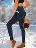 Kieszonkowe jesienno-zimowe legginsy z podszewką z polaru dla kobiet Jesienno-zimowa odzież wierzchnia z wysokim stanem Spodnie fitness do jogi