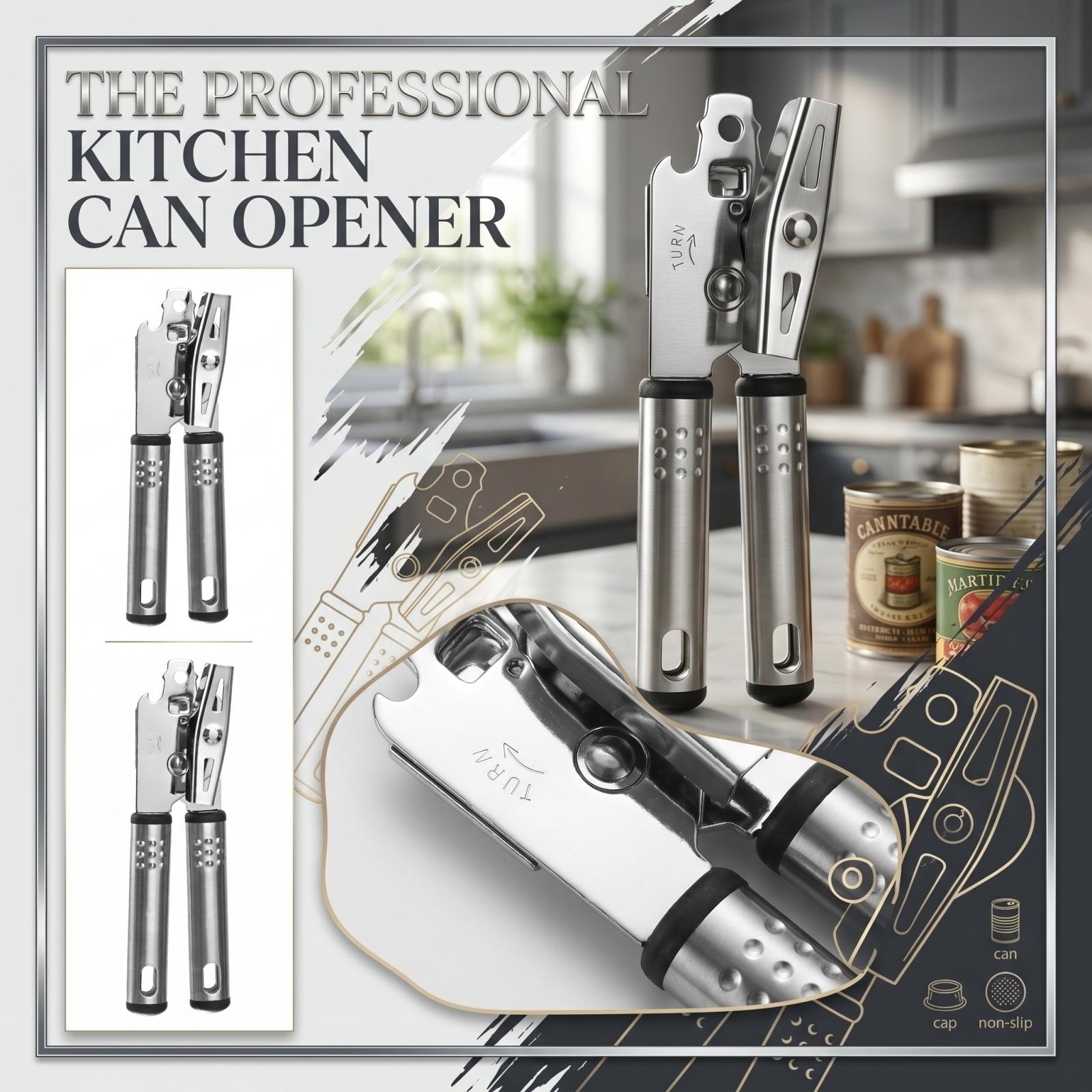 

Manual Can Opener with Non Slip Handle Stainless Steel Multi Function Kitchen Tool for Home Use Easy Cutting and Safe Operation One Size серебряный