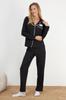 Women's Fashion Dark Burgundy Cotton Panda Printed Knitted Pajama Set
