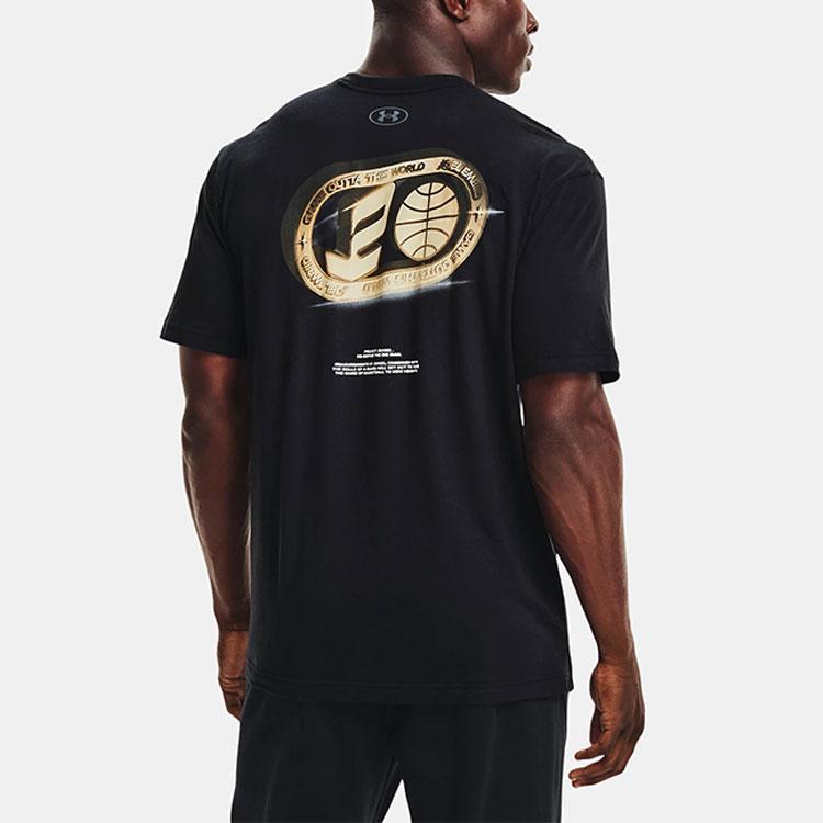 Under Armour Graphic Logo Crew Neck Breathable Short Sleeve T-Shirt Men Tops Black 1366532-001